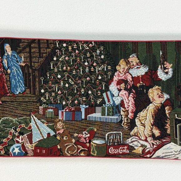 Vintage Coca-Cola Christmas Tapestry Table Runner 12x36 - Picture 3 of 7